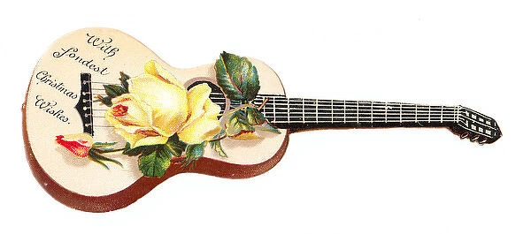 Christmas card in the shape of a guitar