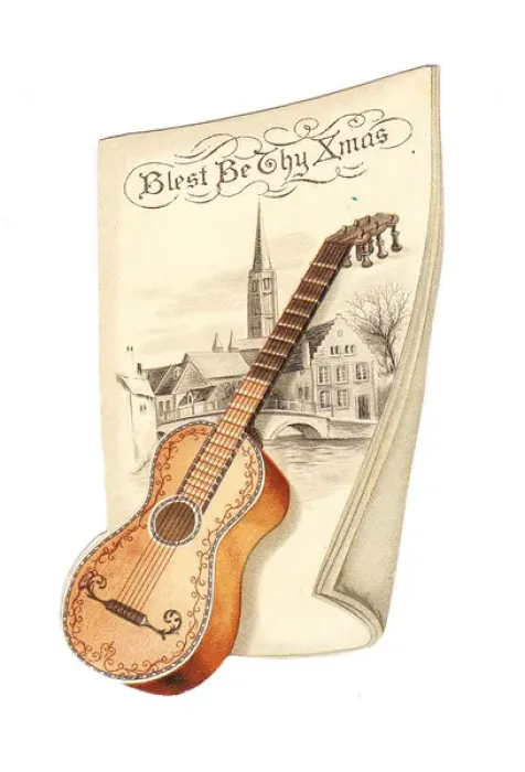 Framed Print : Christmas card in the shape of a guitar Framed Print : Christmas card in the shape of a guitar