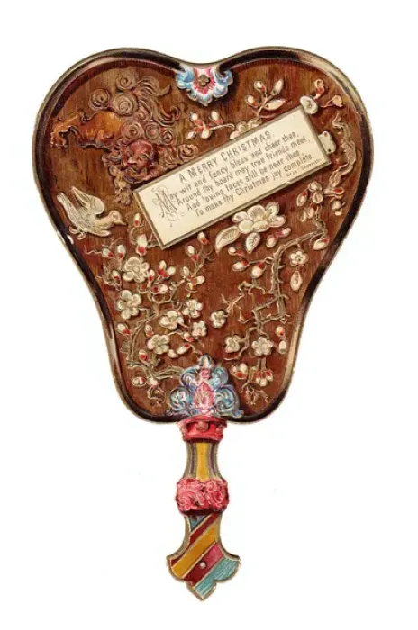 Framed Print : Christmas card in the shape of a hand mirror Framed Print : Christmas card in the shape of a hand mirror