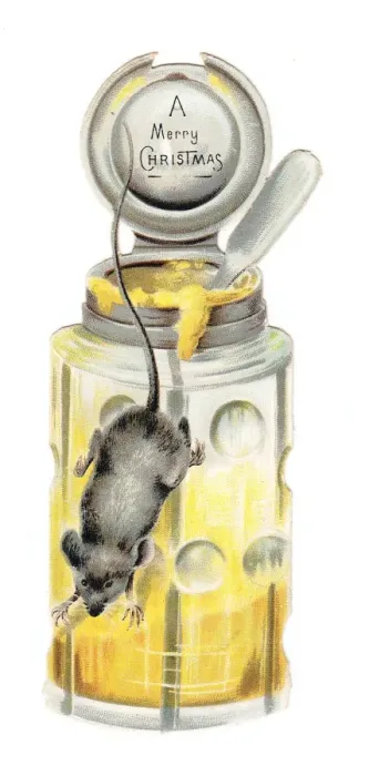 Framed Print : Christmas card in the shape of a honey pot with mouse Framed Print : Christmas card in the shape of a honey pot with mouse