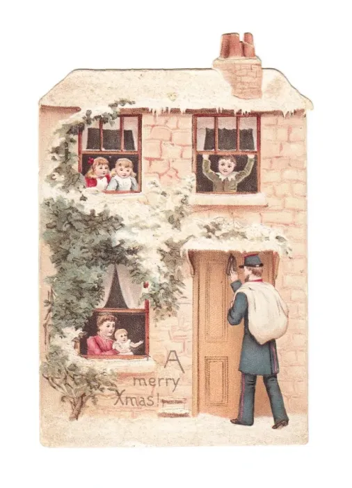 Framed Print : Christmas card in the shape of a house Framed Print : Christmas card in the shape of a house