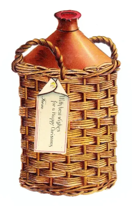 Framed Print : Christmas card in the shape of a jug in a basket Framed Print : Christmas card in the shape of a jug in a basket