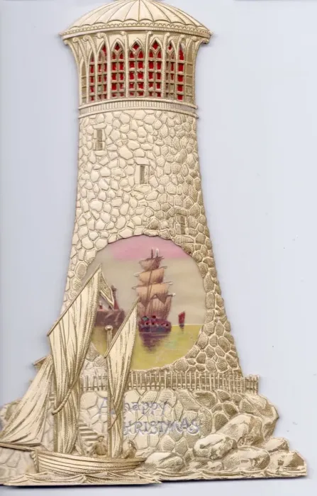 Framed Print : Christmas card in the shape of a lighthouse Framed Print : Christmas card in the shape of a lighthouse
