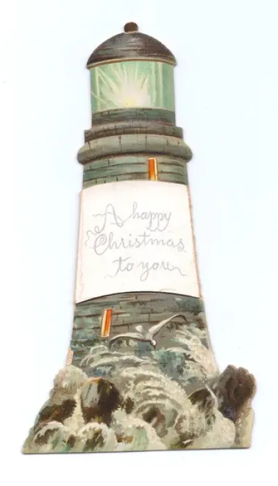 Framed Print : Christmas card in the shape of a lighthouse Framed Print : Christmas card in the shape of a lighthouse