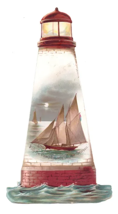 Framed Print : Christmas card in the shape of a lighthouse Framed Print : Christmas card in the shape of a lighthouse