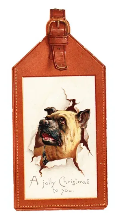 Framed Print : Christmas card in the shape of a luggage label Framed Print : Christmas card in the shape of a luggage label