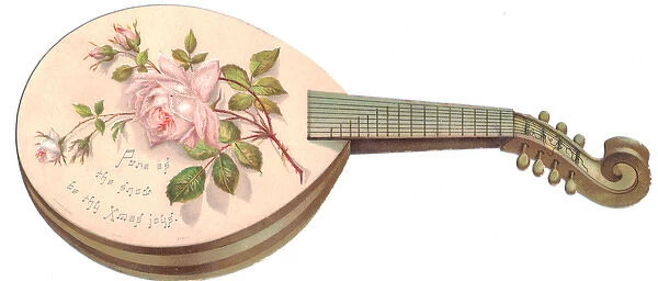 Christmas card in the shape of a mandolin