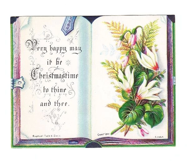Christmas card in the shape of an open book