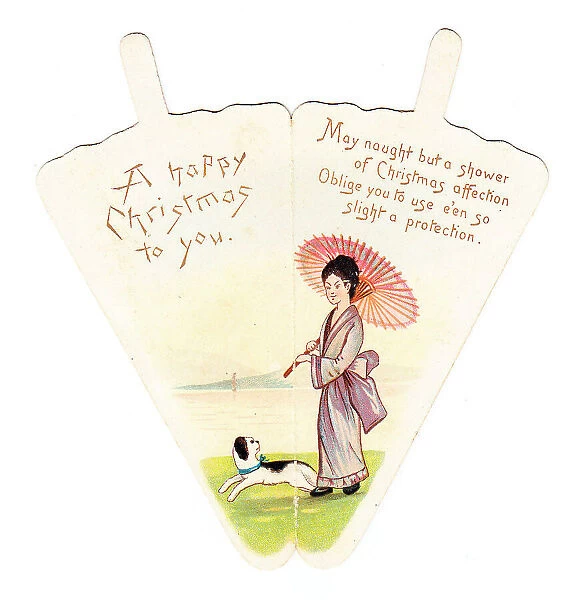 Christmas card in the shape of a parasol