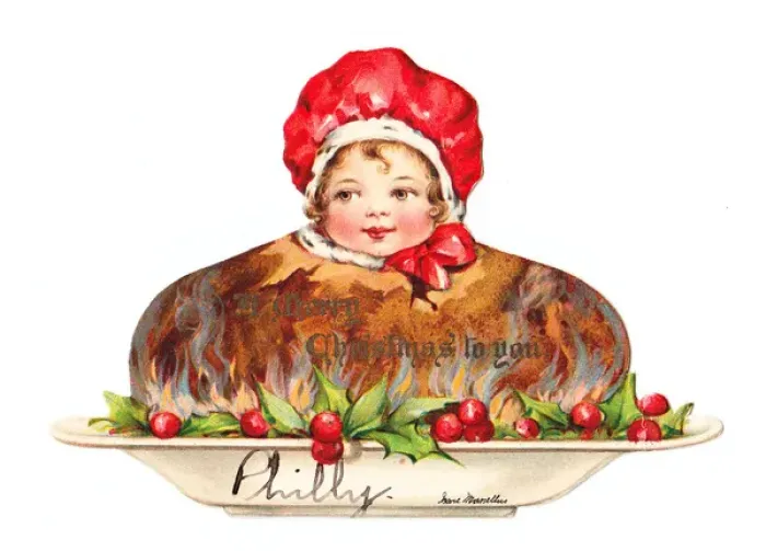 Framed Print : Christmas card in the shape of a pudding Framed Print : Christmas card in the shape of a pudding