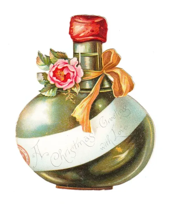 Framed Print : Christmas card in the shape of a round bottle Framed Print : Christmas card in the shape of a round bottle