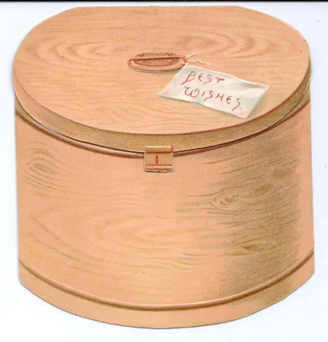 Framed Print : Christmas card in the shape of a round wooden box Framed Print : Christmas card in the shape of a round wooden box