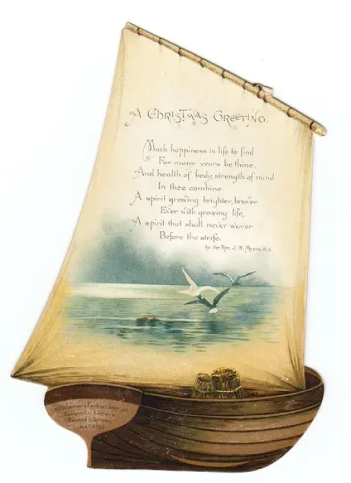 Framed Print : Christmas card in the shape of a sailing boat Framed Print : Christmas card in the shape of a sailing boat