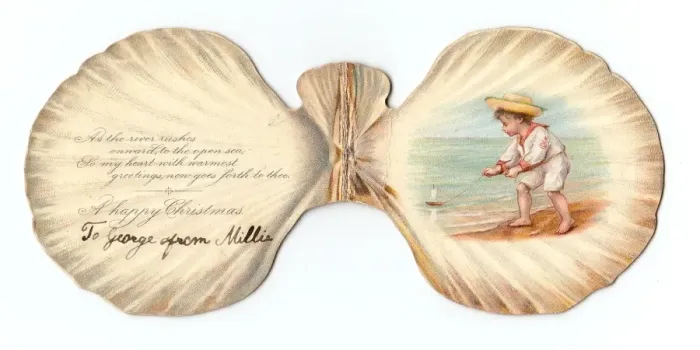 Framed Print : Christmas card in the shape of a shell Framed Print : Christmas card in the shape of a shell