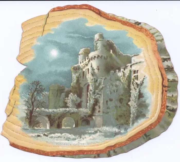Framed Print : Christmas card in the shape of a slice of wood Framed Print : Christmas card in the shape of a slice of wood