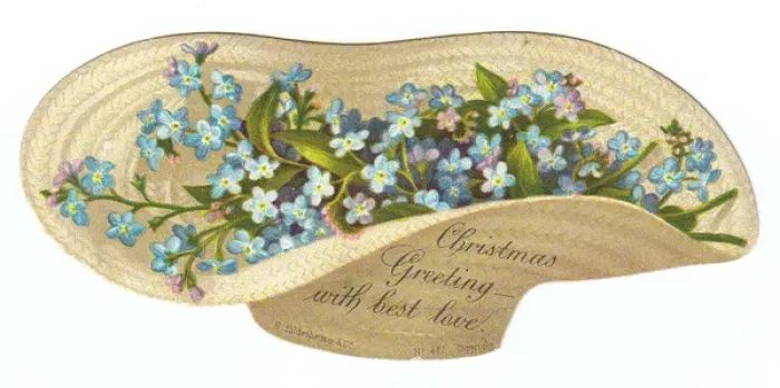 Framed Print : Christmas card in the shape of a straw hat Framed Print : Christmas card in the shape of a straw hat