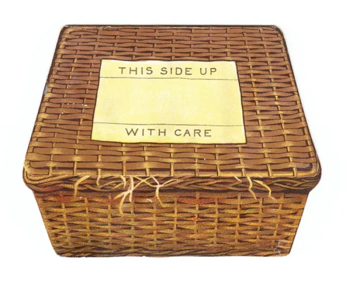 Framed Print : Christmas card in the shape of a wickerwork basket Framed Print : Christmas card in the shape of a wickerwork basket