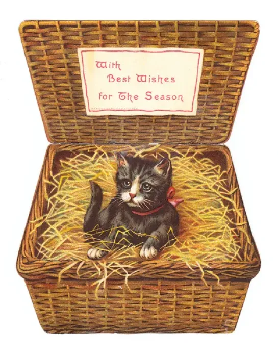 Framed Print : Christmas card in the shape of a wickerwork basket Framed Print : Christmas card in the shape of a wickerwork basket