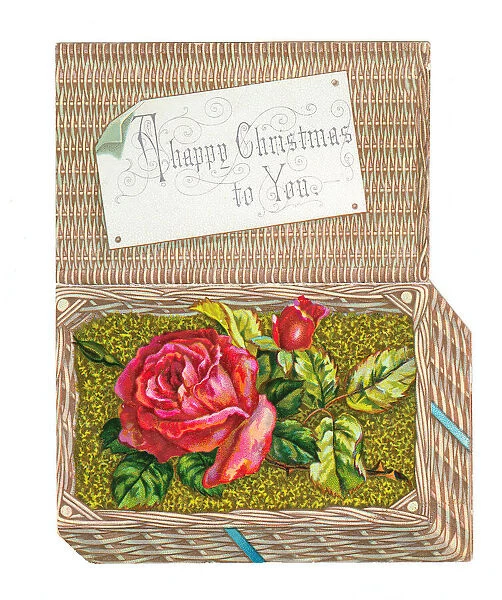 Christmas card in the shape of a wickerwork basket
