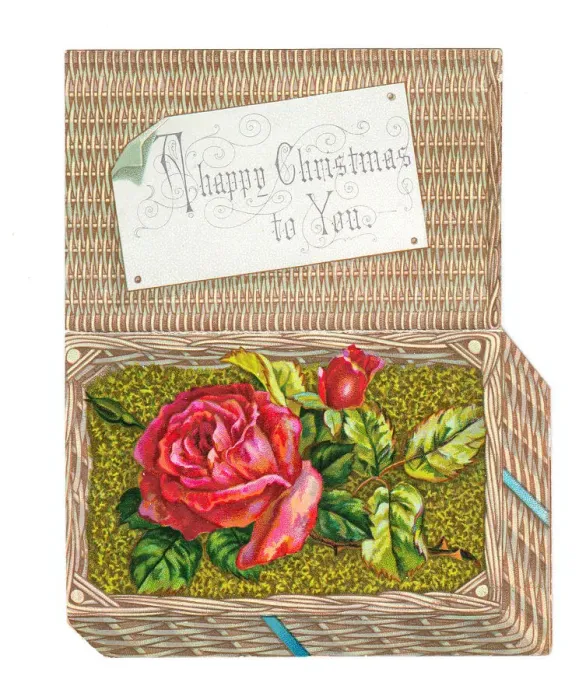 Framed Print : Christmas card in the shape of a wickerwork basket Framed Print : Christmas card in the shape of a wickerwork basket