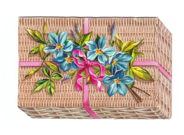 Framed Print : Christmas card in the shape of a wickerwork basket
