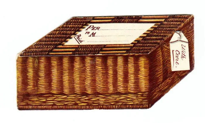 Framed Print : Christmas card in the shape of a wickerwork food hamper Framed Print : Christmas card in the shape of a wickerwork food hamper