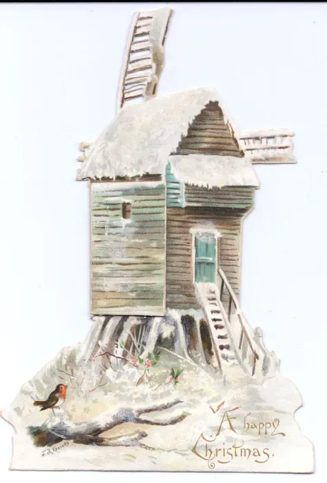 Framed Print : Christmas card in the shape of a windmill Framed Print : Christmas card in the shape of a windmill