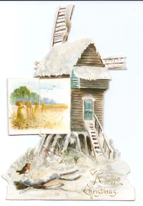 Framed Print : Christmas card in the shape of a windmill Framed Print : Christmas card in the shape of a windmill