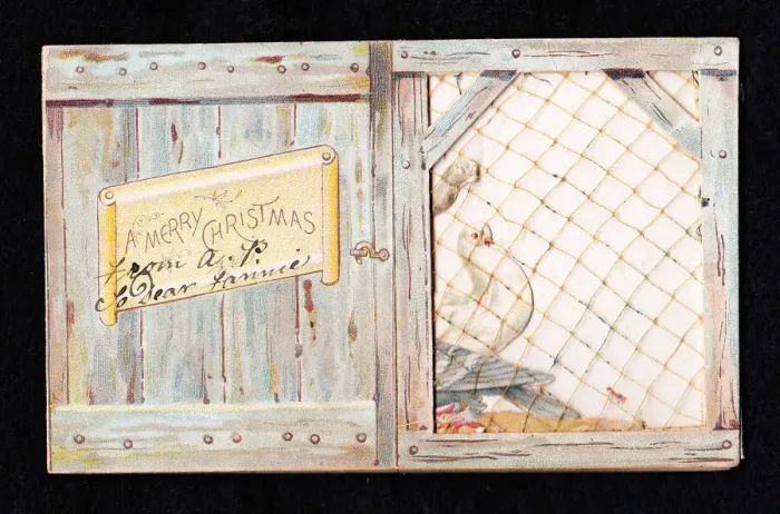 Framed Print : Christmas card in the shape of a wooden bird box Framed Print : Christmas card in the shape of a wooden bird box