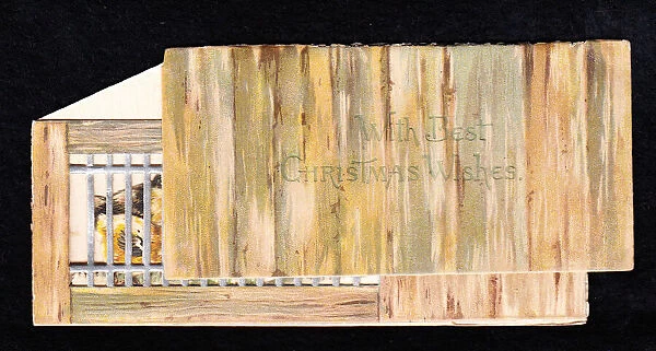 Christmas card in the shape of a wooden bird box