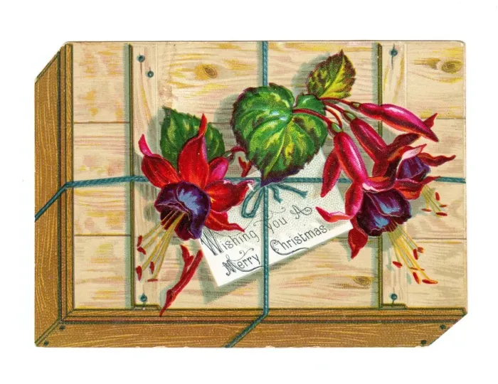 Framed Print : Christmas card in the shape of a wooden crate Framed Print : Christmas card in the shape of a wooden crate