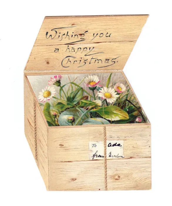 Framed Print : Christmas card in the shape of a wooden crate Framed Print : Christmas card in the shape of a wooden crate