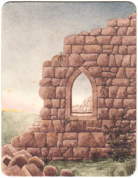 Framed Print : Christmas card with stone wall and gothic window Framed Print : Christmas card with stone wall and gothic window
