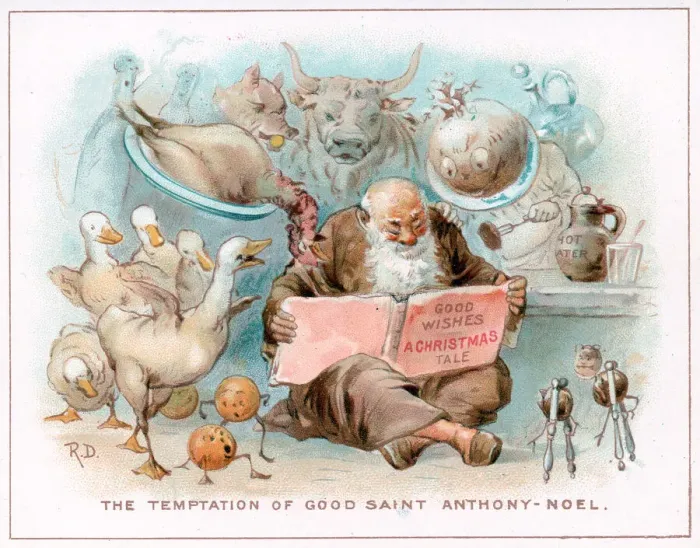 Framed Print : Christmas card, The Temptation of Good Saint Anthony Noel Framed Print : Christmas card, The Temptation of Good Saint Anthony Noel