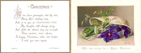 Christmas card with verse and flowers