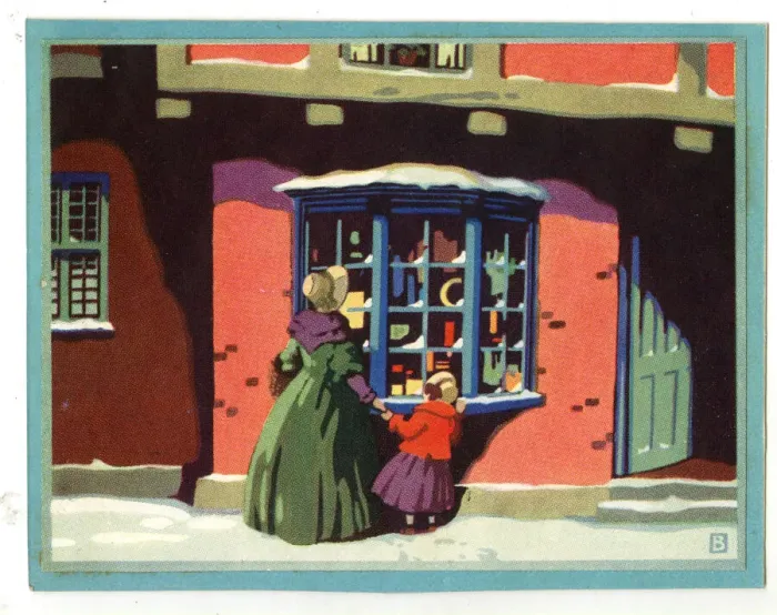 Framed Print : Christmas card, Window Shopping in the Snow Framed Print : Christmas card, Window Shopping in the Snow