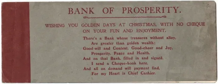 Framed Print : Christmas cheque book from the Bank of Prosperity Framed Print : Christmas cheque book from the Bank of Prosperity