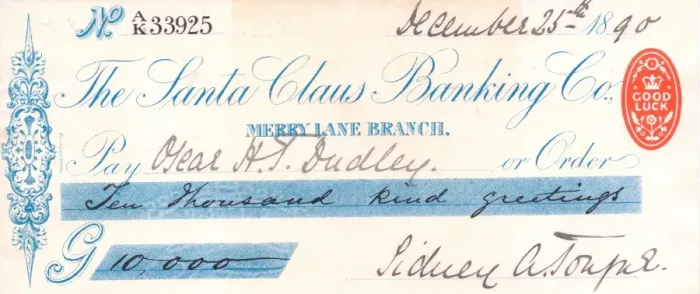 Framed Print : Christmas cheque from the Santa Claus Banking Co Framed Print : Christmas cheque from the Santa Claus Banking Co