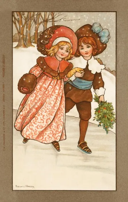 Framed Print : Christmas children skating by Florence Hardy Framed Print : Christmas children skating by Florence Hardy