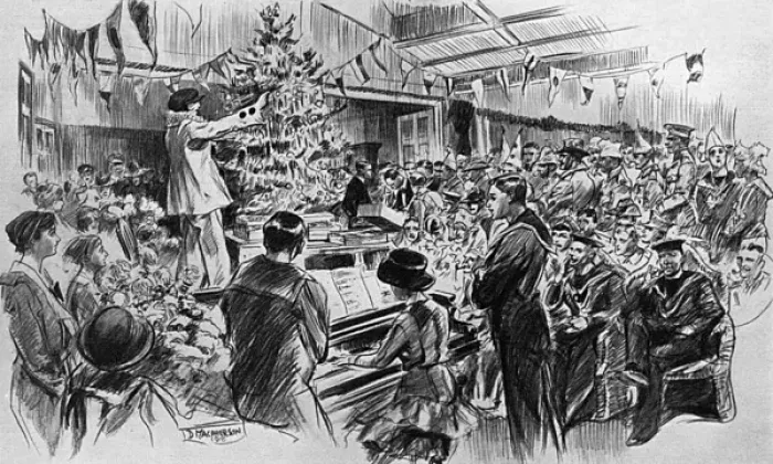 Framed Print : Christmas Day at the Aldwych YMCA Rest Hut, WW1 Framed Print : Christmas Day at the Aldwych YMCA Rest Hut, WW1