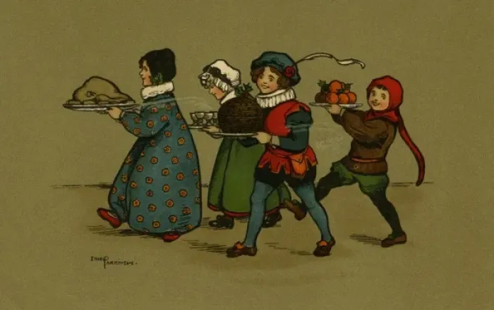 Framed Print : Christmas dinner carried in Framed Print : Christmas dinner carried in