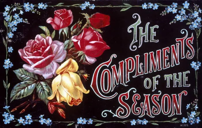 Framed Print : Christmas display sign, The Compliments of the Season Framed Print : Christmas display sign, The Compliments of the Season