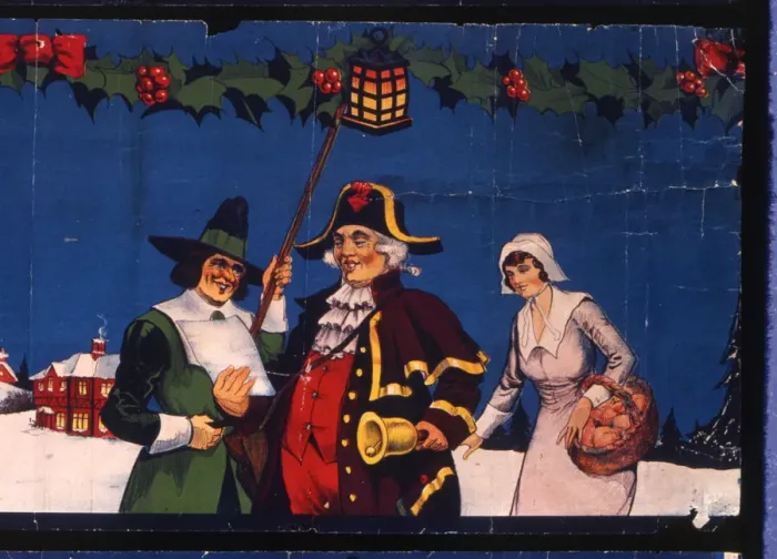 Framed Print : Christmas frieze, Town Crier in the snow Framed Print : Christmas frieze, Town Crier in the snow