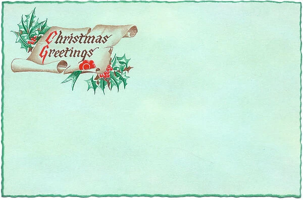 Christmas greetings card with holly