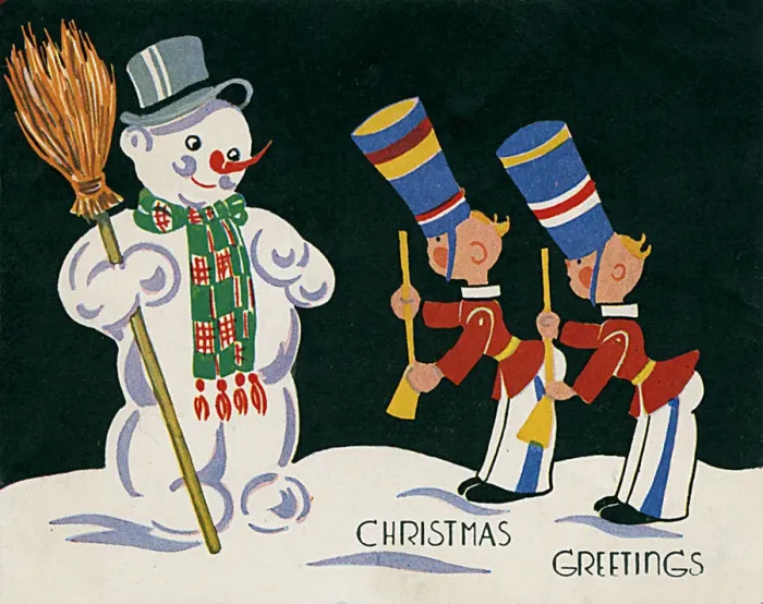 Framed Print : Christmas Greetings card - Snowman and Toy Soldiers Framed Print : Christmas Greetings card - Snowman and Toy Soldiers