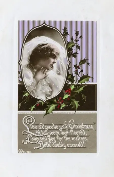 Framed Print : Christmas greetings postcard with dance-related poem Framed Print : Christmas greetings postcard with dance-related poem