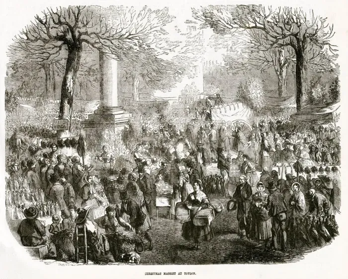Framed Print : Christmas market at Toulon, France 1854