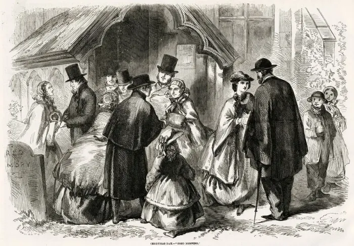 Framed Print : Christmas morning - Churchgoers 1859 Framed Print : Christmas morning - Churchgoers 1859