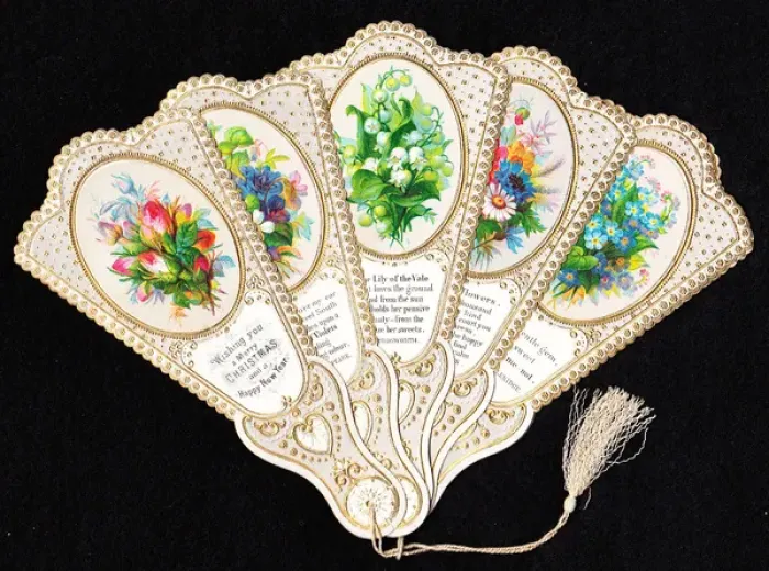 Framed Print : Christmas and New Year card in the form of a fan Framed Print : Christmas and New Year card in the form of a fan