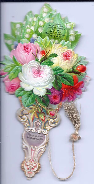 Christmas and New Year card in the form of a floral fan